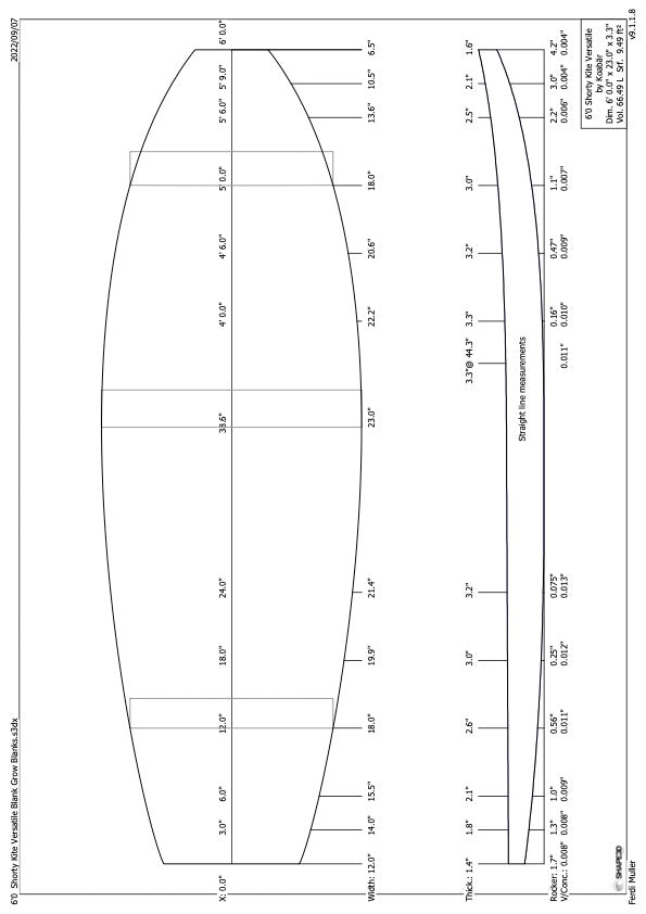 6'0" shortboard blank